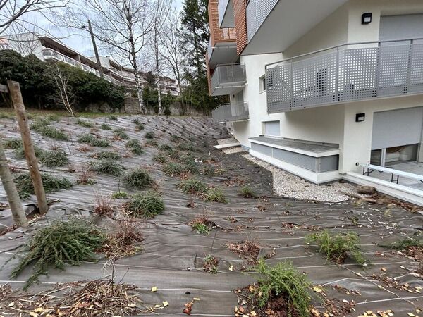 Installation de b&acirc;che et plantations vari&eacute;es